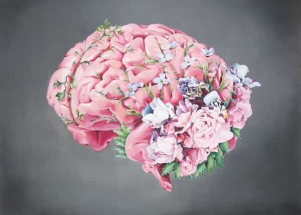 çiçeklerle dolu beyin