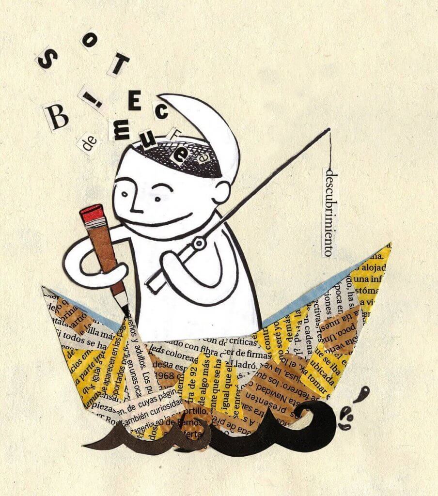 çocuk denizde kelime avlıyor