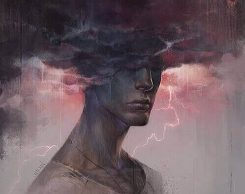 kara bulutlar ve adam