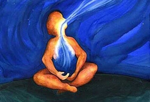 mavi nefes oturan figür resim