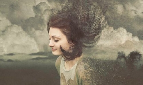 Yavaş yavaş siliniyormuş gibi görünen bir kadın çizimi.