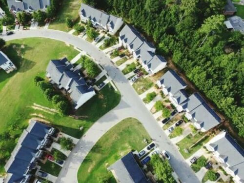 bir ortak barınma kominitesinin kuş bakışı görünümü