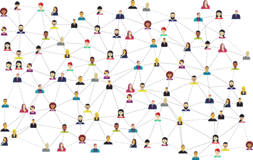 İnsanlar arasındaki bağlantıları temsil eden bir görsel.