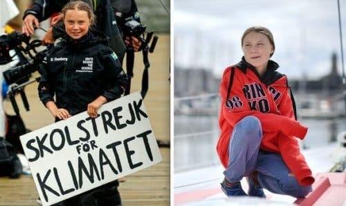 Elinde pankart tutan Greta Thunberg