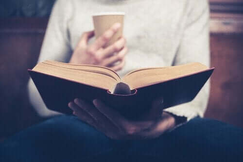 Kitap okumak ile meşgul olan bir kişi.