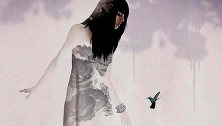 kuşa bakan suluboya kız