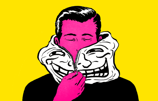 trol maskesini çıkaran pembe suratlı adam