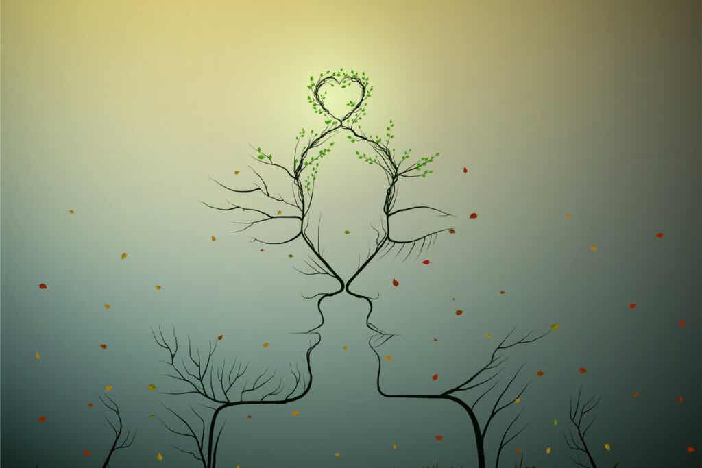 iki sıska bitkiyle birbirine bakan iki surat